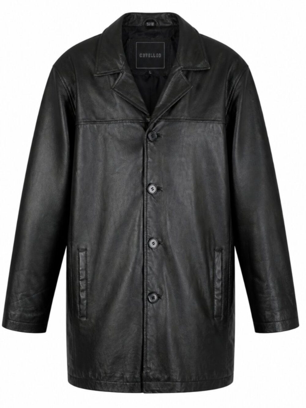Vintage Leather Jacket Mens Large Black Button Up Lined Heavy Y2K - Picture 1 of 12